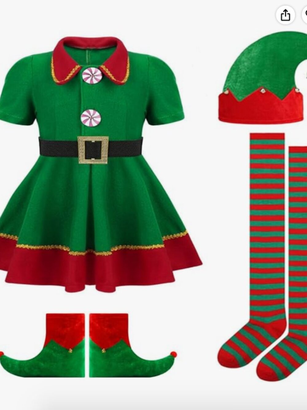 Elf Costume for Girls Christmas Holiday Dress Up Outfit Santa Little Helper Suit